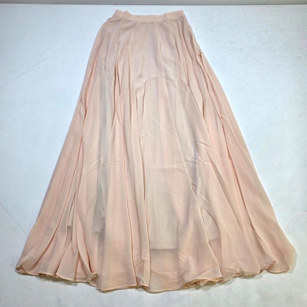Morning Lavender Maxi Skirt Womens XXS Blush Pink Chiffon Pleated Flowy Wedding